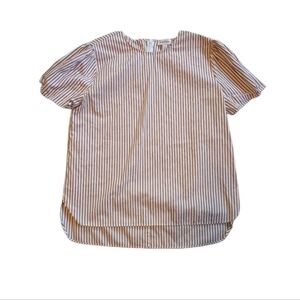 Nordstrom Brown Stripe Cap Sleeve Blouse Size Small